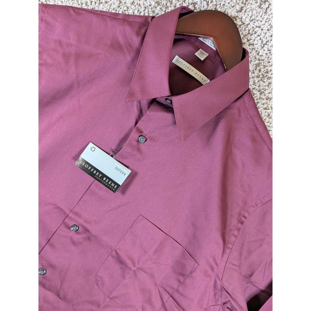 Geoffrey Beene Performance Button Up Dress Shirt Men's‎ Large Purple Long Sleeve